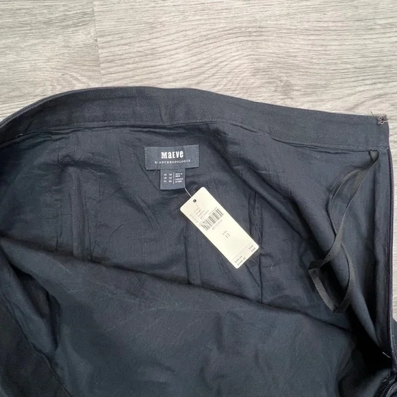 Maeve Anthropologie Black White Leaf Embroidered Pencil Skirt Size 12 NWT - Picture 4 of 10